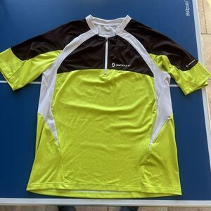 Men's Large Scott Short Sleeve Yellow 1/4 Zip Cycling Racing Performance Jersey